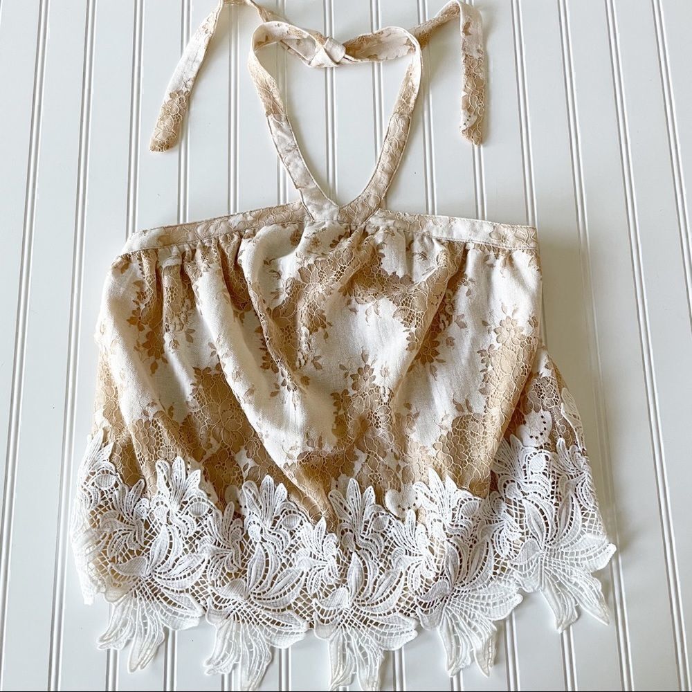 Fab’rik Boho Halter Lace Detailed Top - Size S